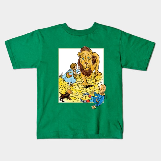 Vintage Wizard of Oz Yellow Brick Road Kids T-Shirt by MasterpieceCafe